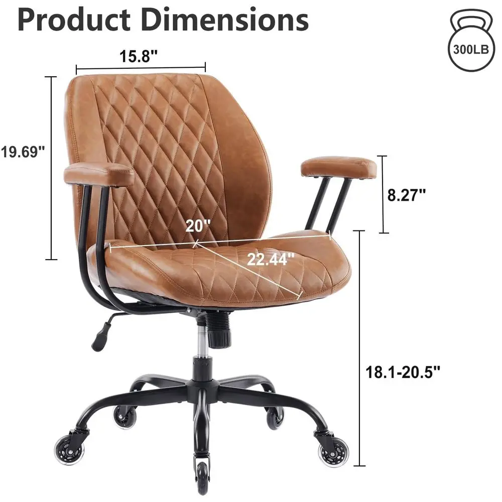 

Home Office Desk Chair Office Rubber Casters Ergonomic Computer Chair with Lumbar Support Adjustable Height Rolling Swivel Exec