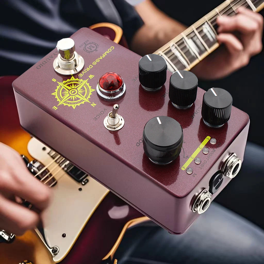 MOSKYAUDIO Electric Guitar Effects High Gain and Low Frequency Switch 4 Modes COMPASS DRIVE Guitar Pedal Distortion Overload