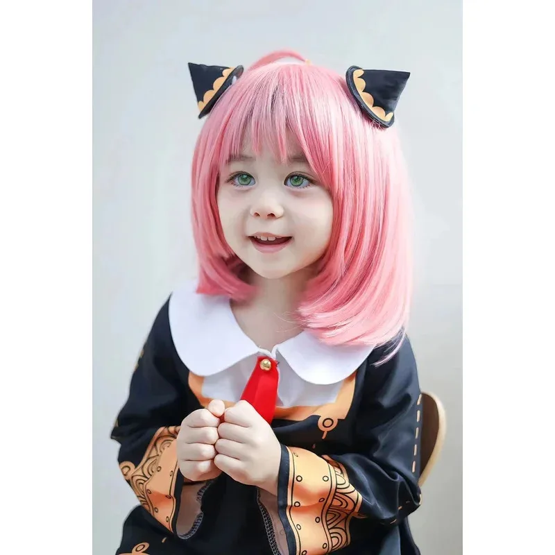 

asdh8@Bear's Den Anime Spy Family Cosplay Costume Anya Forger Dress Kids Adults Girls Kawaii Role Play Outfits Wig Plush Toy New