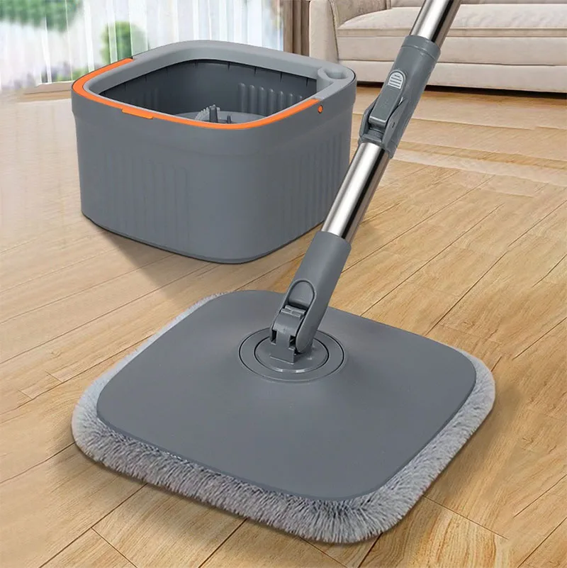 

360 Spin Mop and Bucket Set Microfiber Mop Separate Clean Dirty Water Spin Wringer Telescopic Mop Handle 2 Reusable Pads