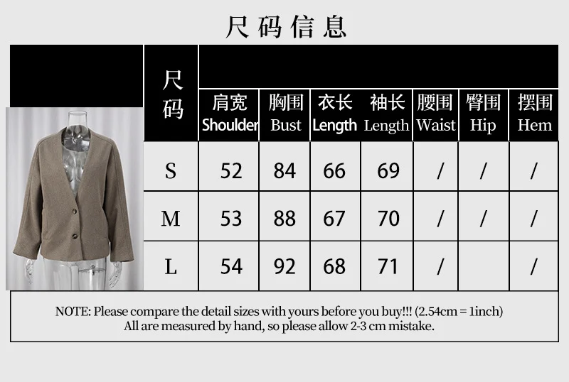 Women Fashion Grey V Neck Loose Warm Jackets Autumn Retro Button Long Sleeve Coat With Pockets Lady Casual High Street Outerwear