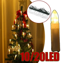 20LED Candle String LED Ciepła biel Clip-on Flameless Cone Candle Family Party Holiday Home Christmas Tree Decoration Light