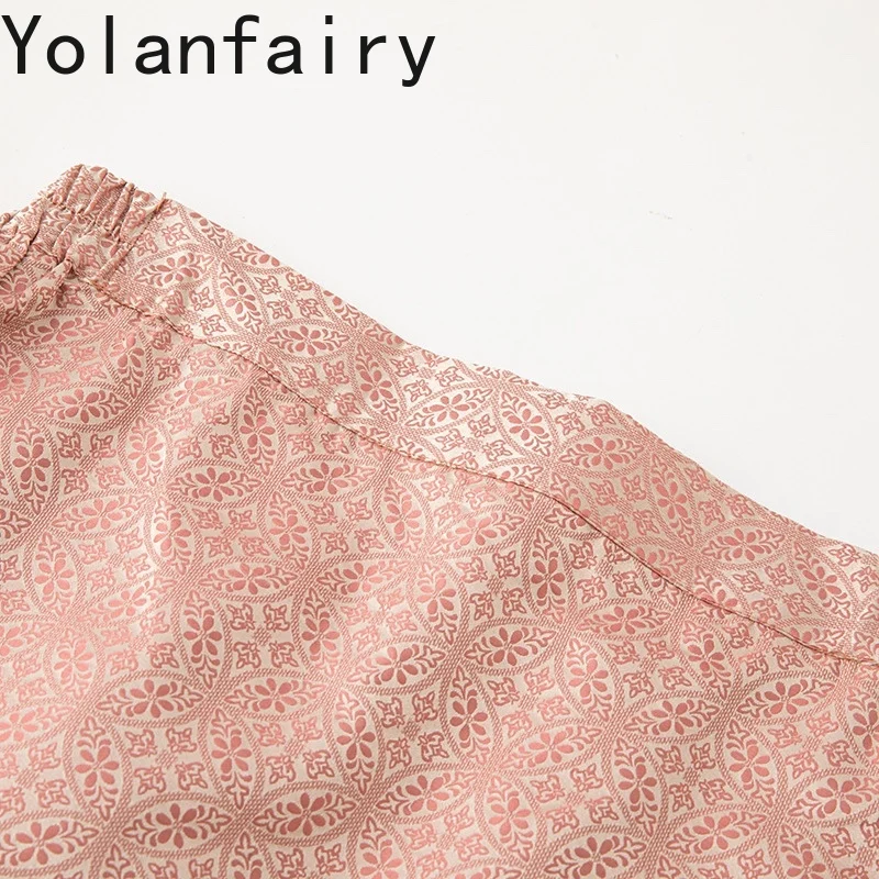 YOLANFAIRY High-end 100%Natural Mulberry Silk Skirt Long Cheongsam Skirts Woman Elastic Waist Split Wrap Skirt jupe longue femme
