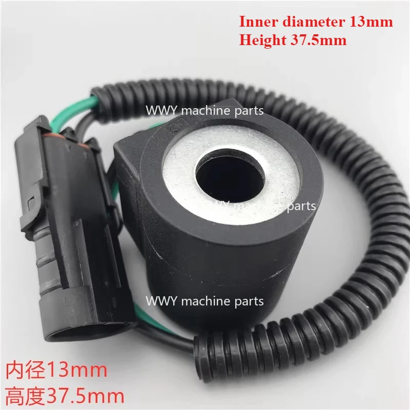 Suitable for Excavator Solenoid Valve Coil Dc12v 24V with A Pilot Inner Diameter of 13mm and H37.5mm for 60/70N9
