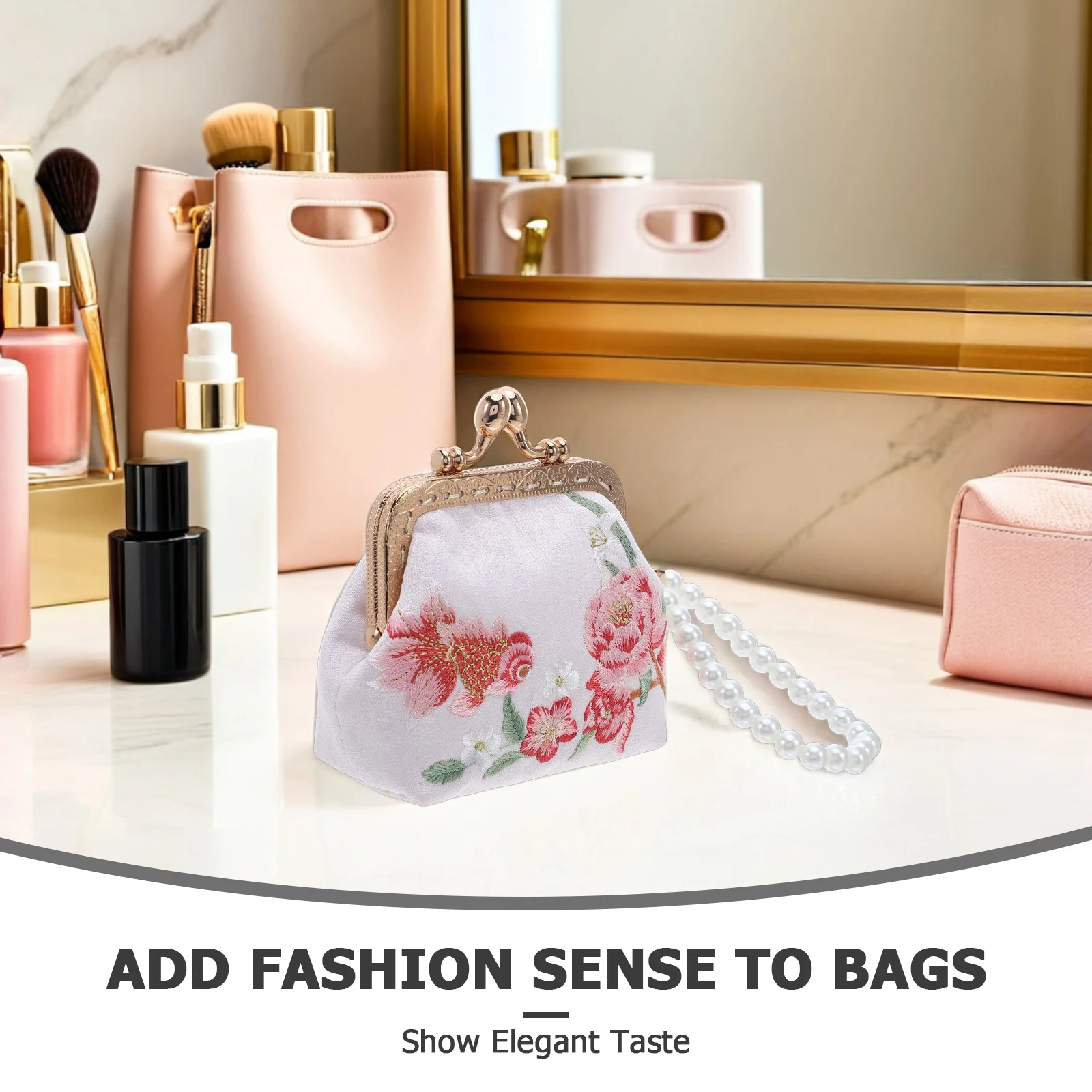 Stylish Floral Clutch Purse Embroidered Brocade Wallet Small Makeup Case for Women Elegant Attire Accessory Clutch Purse