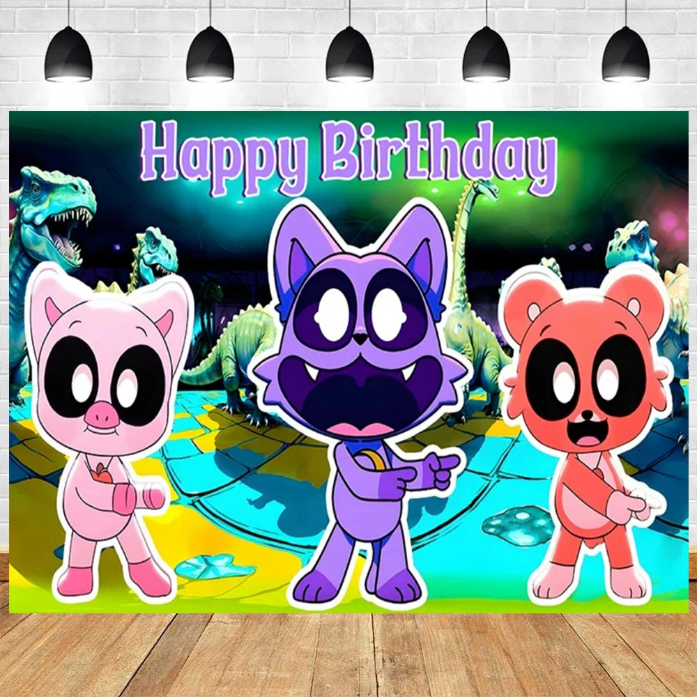 Lächelnde Lebewesen Thema Geburtstags feier Dekoration Set Luftballons Banner Kuchen Topper Hintergrund Set Lieferungen für Kinder Baby party