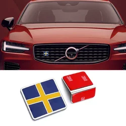 Car Front Grill Hood Trunk Emblem Logo Decor Sticker Metal Car Tuning For Volvo XC80 XC90 V60 V70 V90 S70 S80 S90 Swedish Flag