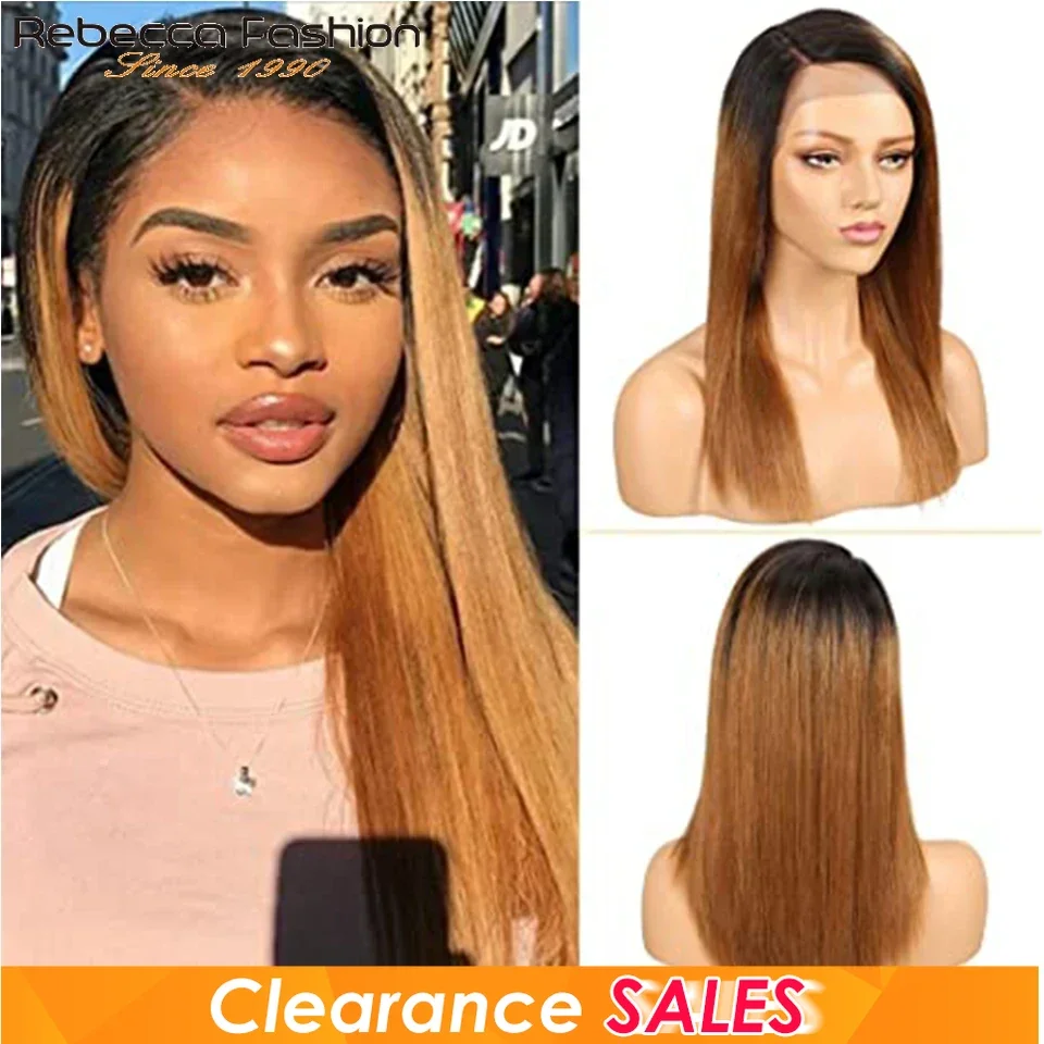 

Кружевные парики Rebecca 16-дюймовые длинные коричневые парики с омбре из прямых волос Осенне-коричневые человеческие волосы с детскими волосами на распродаже SAles