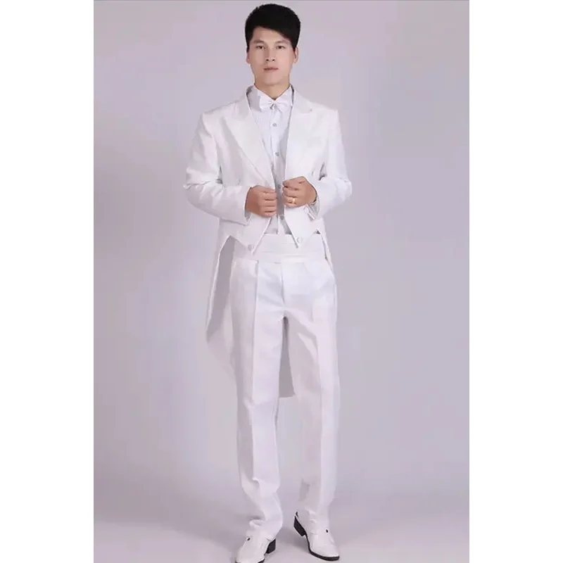 Trajes de hombre de 4 piezas (chaqueta + pantalones T + pajarita + cinturón) trajes de frac Blazers para hombre traje de esmoquin para novio de boda y graduación