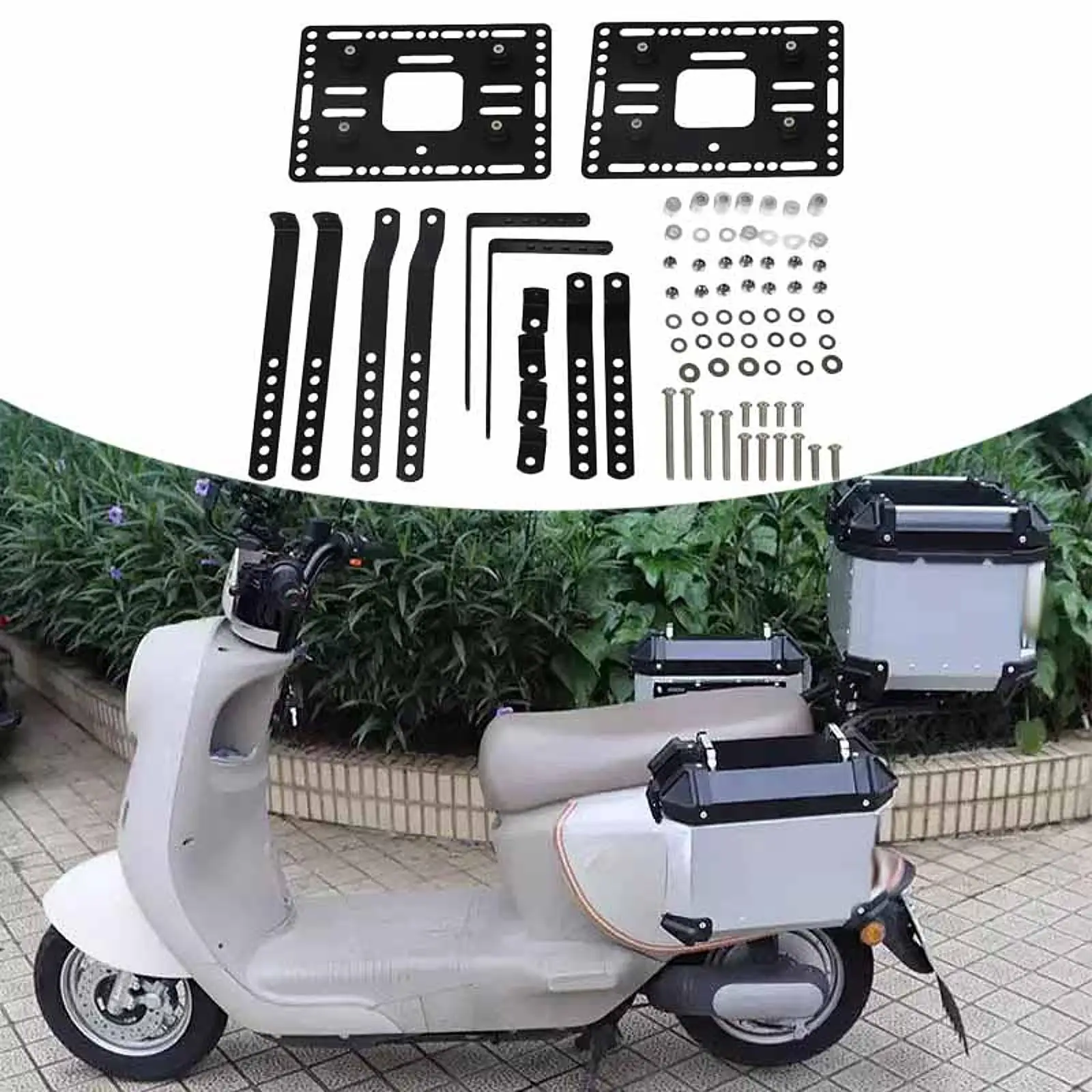 دراجة نارية صندوق جانبي دعم الرف الصلب السرج صندوق الجذع ، العالمي ، استبدال ، سبائك الألومنيوم دراجة نارية الجانب حالة دعم بار #1