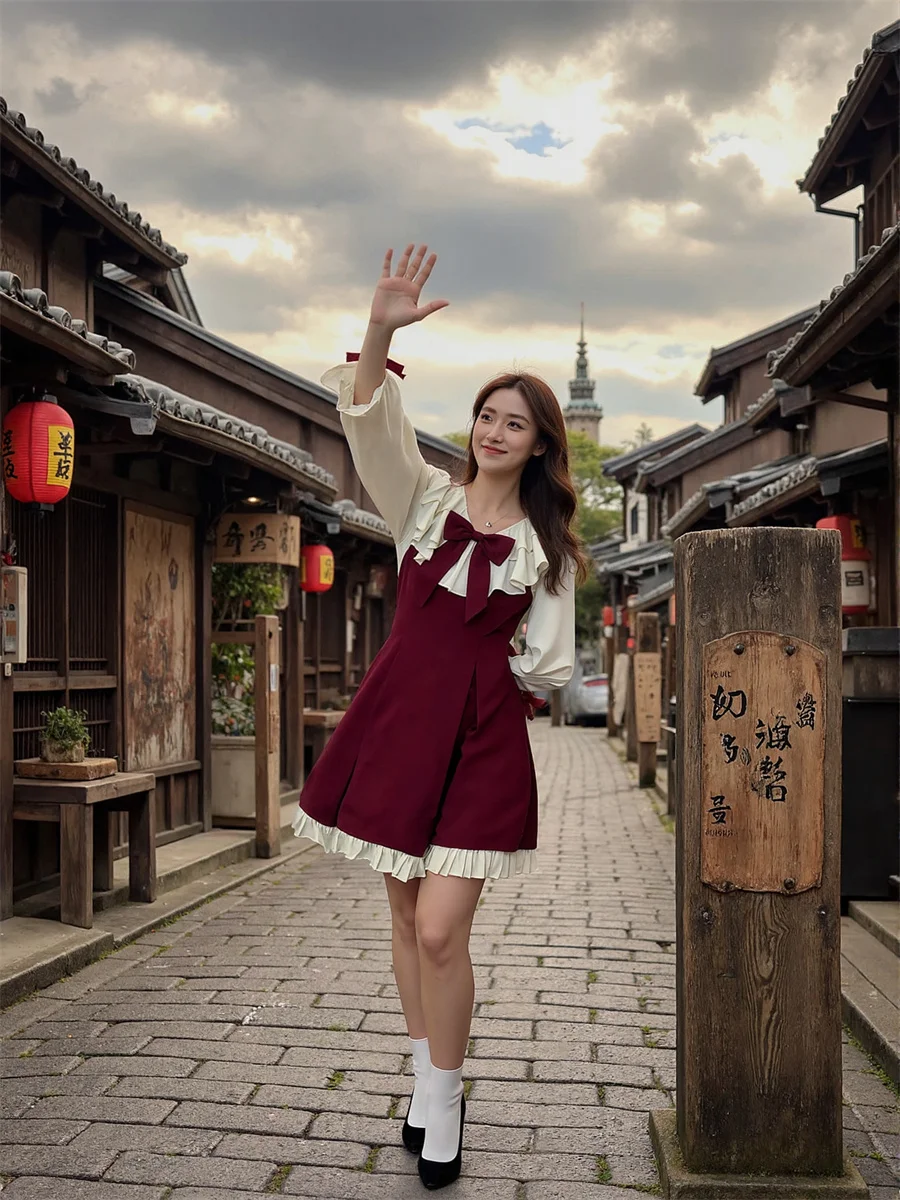 Women'S Dresses Young Lady Long Sleeve Regular Fit Preppy Style Junior Autumn Winter Cut Cute Cutout Cut-Out Cyber Daily Daisy