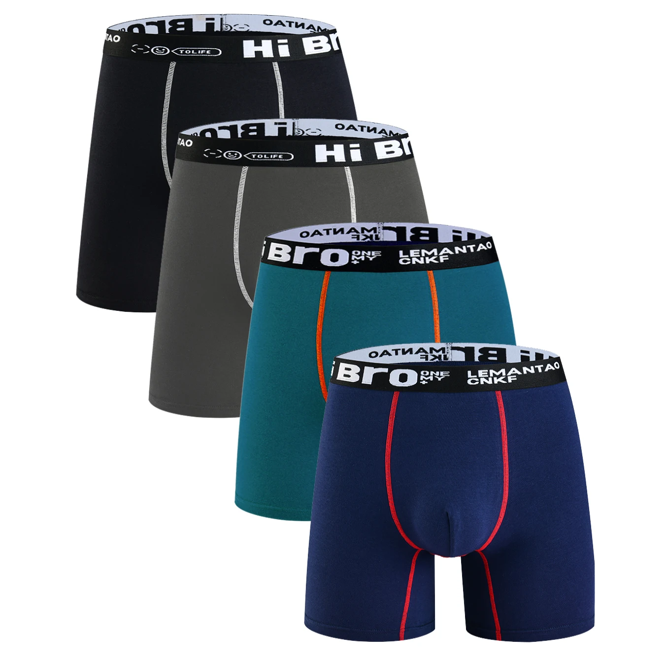 

4pcs Men's Panties Boxer Briefs Letter Elastic Band Men Underpants Classic Solid Color Boxers Underwear For Man