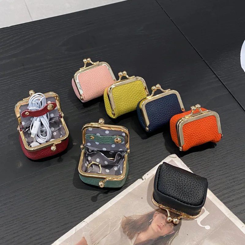 

New PU Leather Mini Coin Purse Women's Solid Color PU Leather Jewelry Box, Ring, Necklace, Earring Storage Mini Coin
