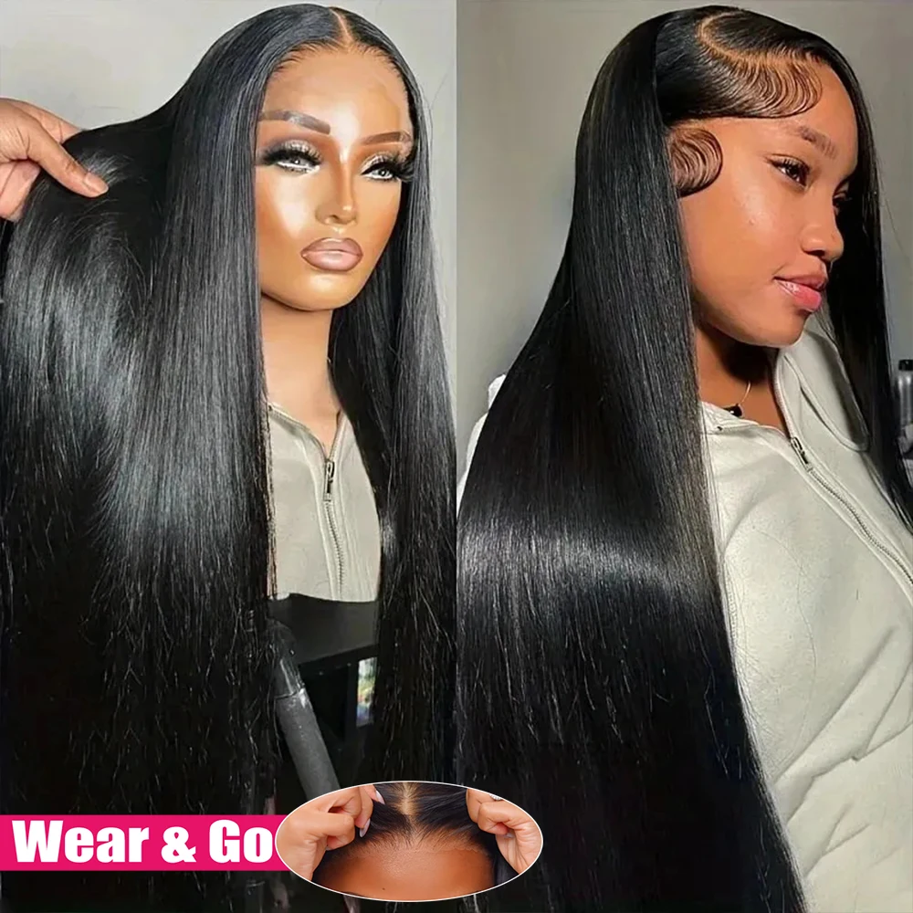 

Glueless Wigs Ready to Wear 13x6 HD Lace Front Wig Preplucked Bone Straight Human Hair Wigs Wear and Go 6X6 Lace Closure Wig