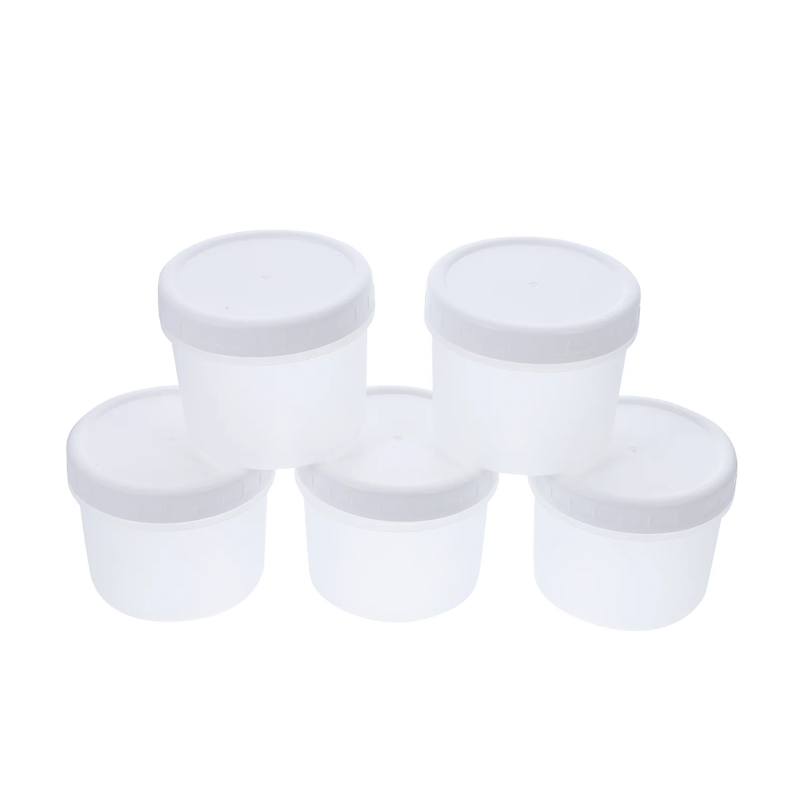 

5 Pcs Ice Cream Containers Box Dessert Cup Yogurt Cups Plastic White Freezer