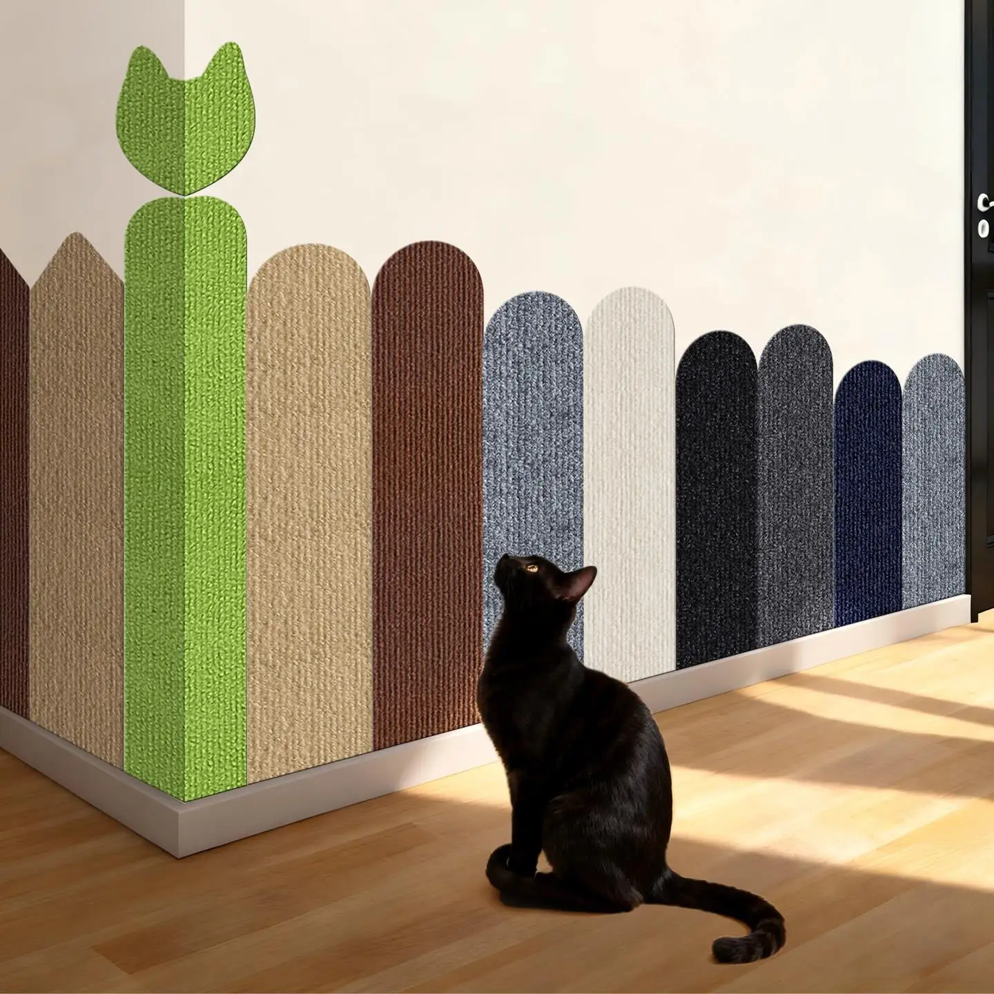 

Wall-Mounted Vertical Scratching Board Fence Non-Dander Scratch Pad Toy Sticky Adhesive Scratch Post for Medium Cats