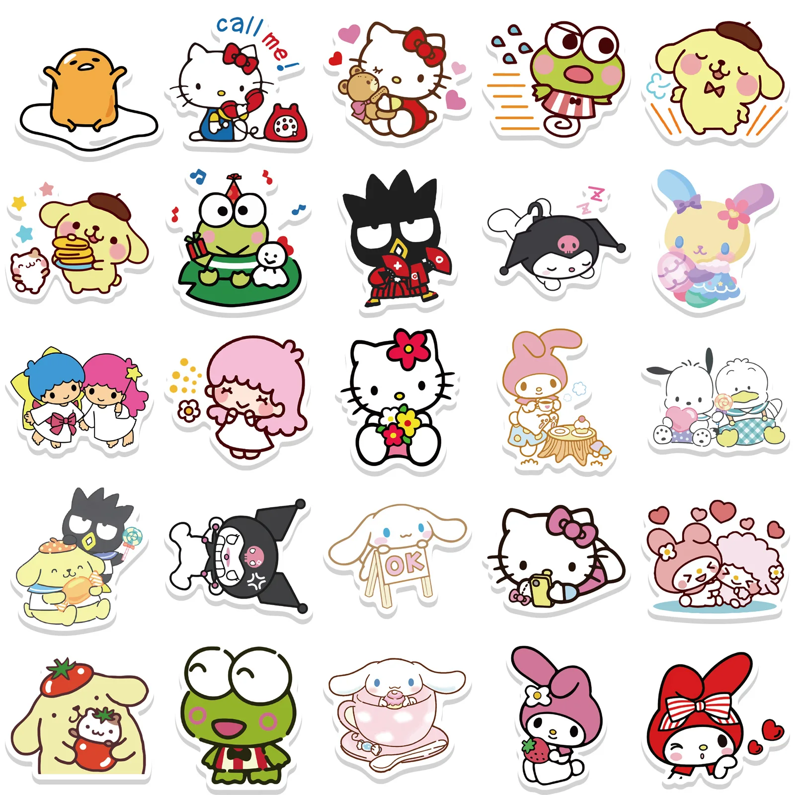 50pcs Blend Sanrio Sticker Pack Waterproof Laptop Skin Sanrio Anime Stickers Cute Phone Case Kawaii Packaging DIY Scrapbooking