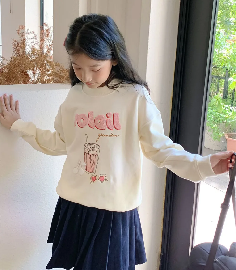 baby girl clothes kids tops Autumn Towel Embroidered Sweatshirt Sweet Hoodie casual girl Sweatshirts