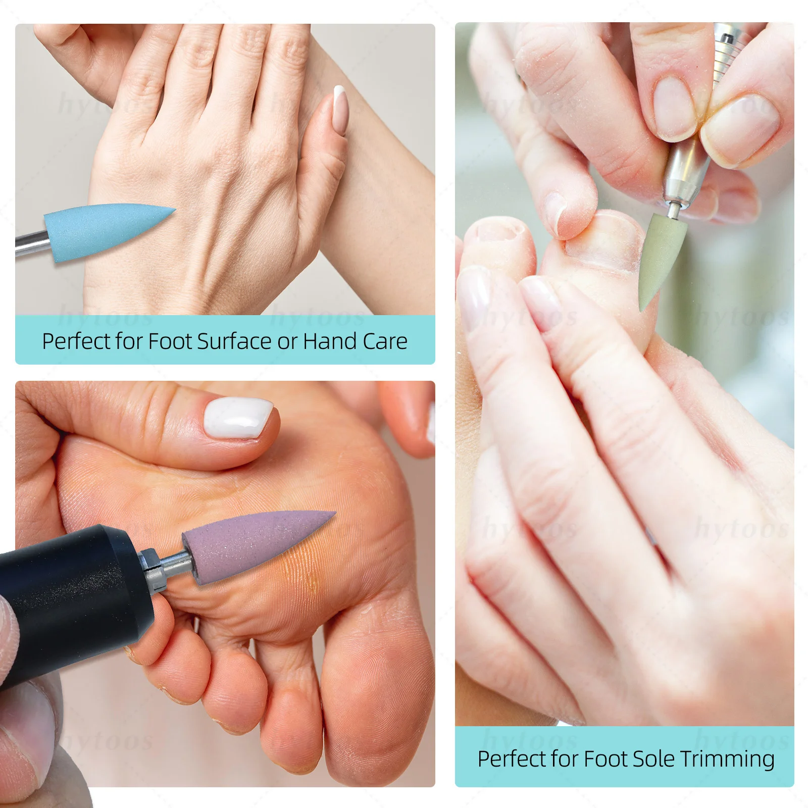 HYTOOS 6*16 مللي متر مخروط سيليكون مسمار لقمة ثقب 3/32 "الباديكير تلميع بت لمسمار الحفر مانيكير والعناية بالقدم أدوات العلاج المسبق