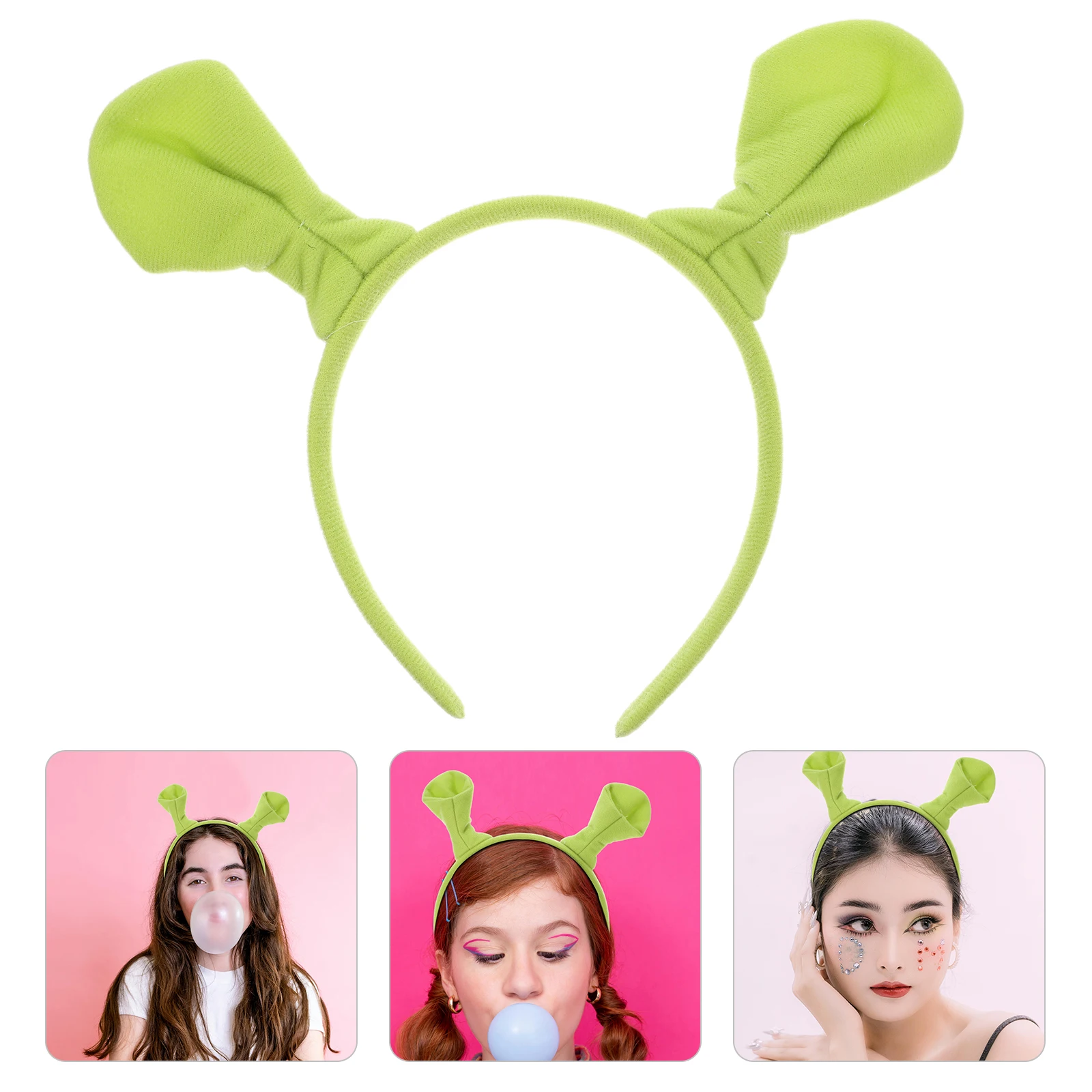 

12pcs Green Cosplay Headband With Ear Costume Accessories Disguise For Adult Women Female Headwear Halloween Carnival Props