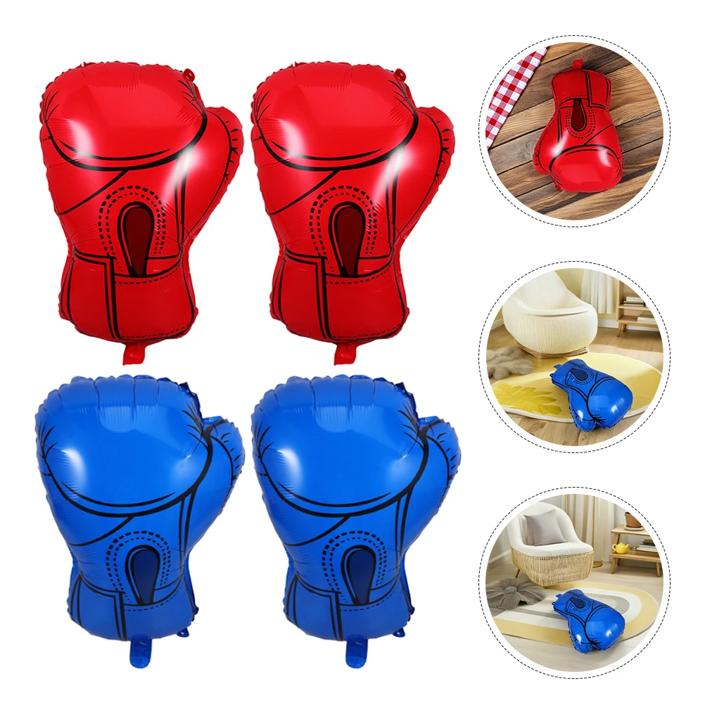 

4Pcs Boxing Glove Balloons Inflatable Foil High Elasticity Birthday Party Decorations Wrestling Sports Theme Supplies