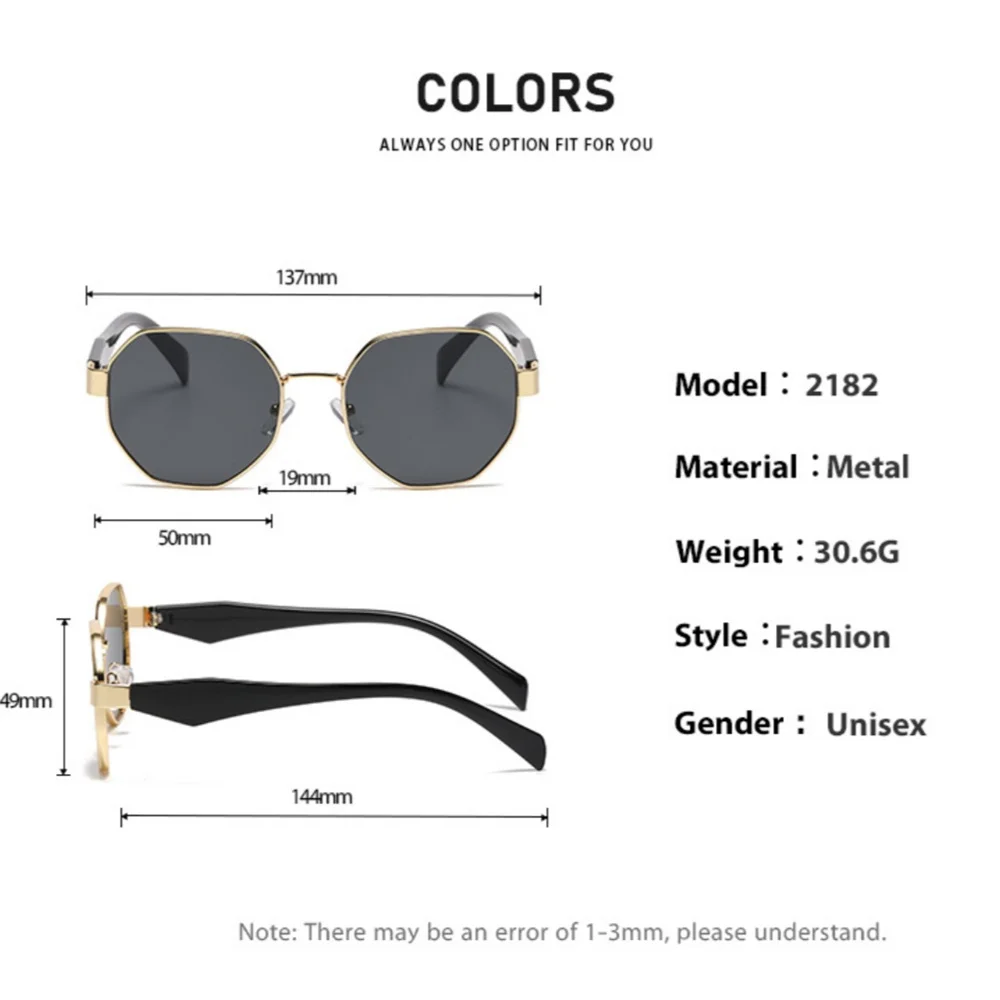 Kacamata hitam logam poligon Punk Wanita bingkai Vintage untuk wanita kacamata desain merek mewah wanita kacamata mengemudi teduh UV400