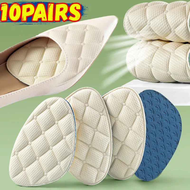 10pairs Forefoot Insert Pads Women Pain Relief High Heel Insoles Reduce Shoe Size Filler Protector Adjuster Shoe Accessories