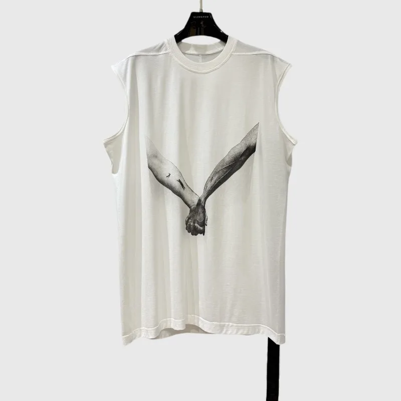 

High Street Arm-Printed T-shirt Men Women Casual Fashion Comfortable Tops Tees Men's Clothing Women's Clothes