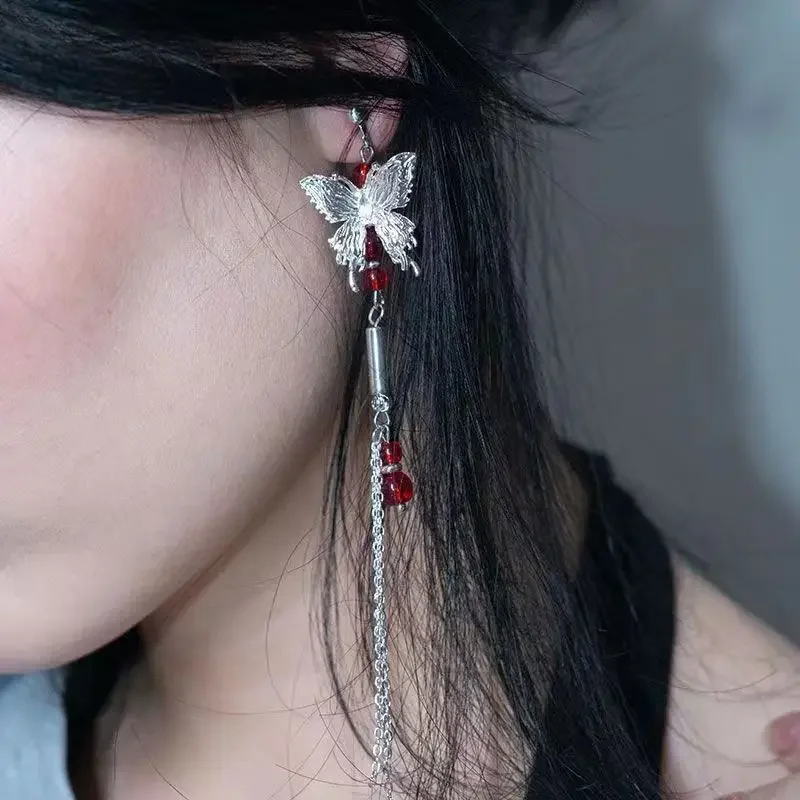 أقراط سماوية مشتقة من الكرتون ، أقراط الله يبارك الناس ، حبات حمراء الفراشة ، هدية قلادة الخاتم ، مجوهرات ، الأكثر مبيعًا