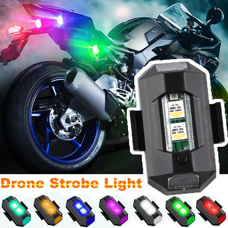 Motorcycle Lights Drone Strobe Light USB LED Anti-Collision Bike Aircraft Night Flying Warning Lights Flashing Signal Light