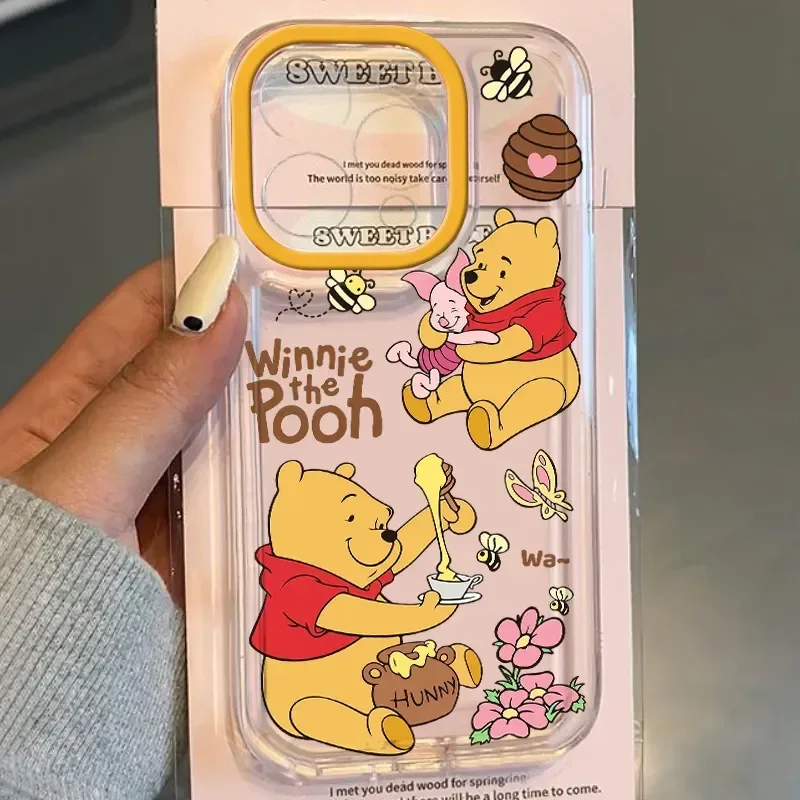 Disneies Winnie Flowers Bee Honey Clear Space Phone Case For IPhone 11 12 13 14 15 16 Pro Max Mini X Xs XR 7 8 Plus Se2020 Cover