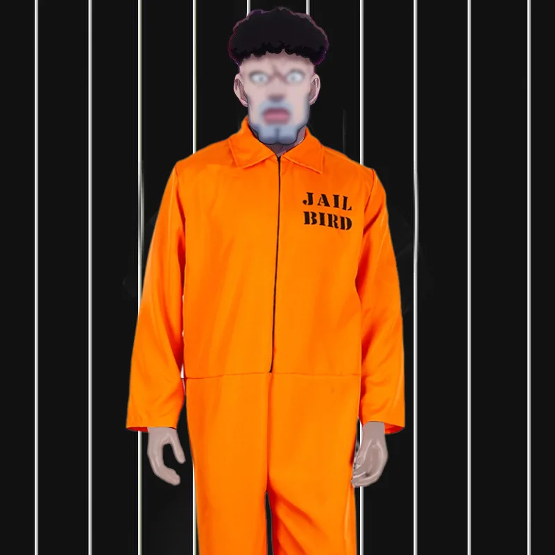 Men Women Prisoner Jumpsuit Cosplay Costumes Halloween Party Prison Inmate Jail Criminal Unisex Orange Bodysuit Role Play