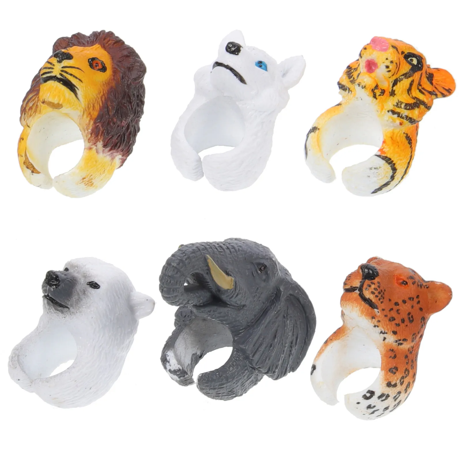 

6Pcs Plastic Animal Rings for Kids Dinosaur Design Smooth Comfortable Finger Rings Party Favors Birthday Christmas Festival