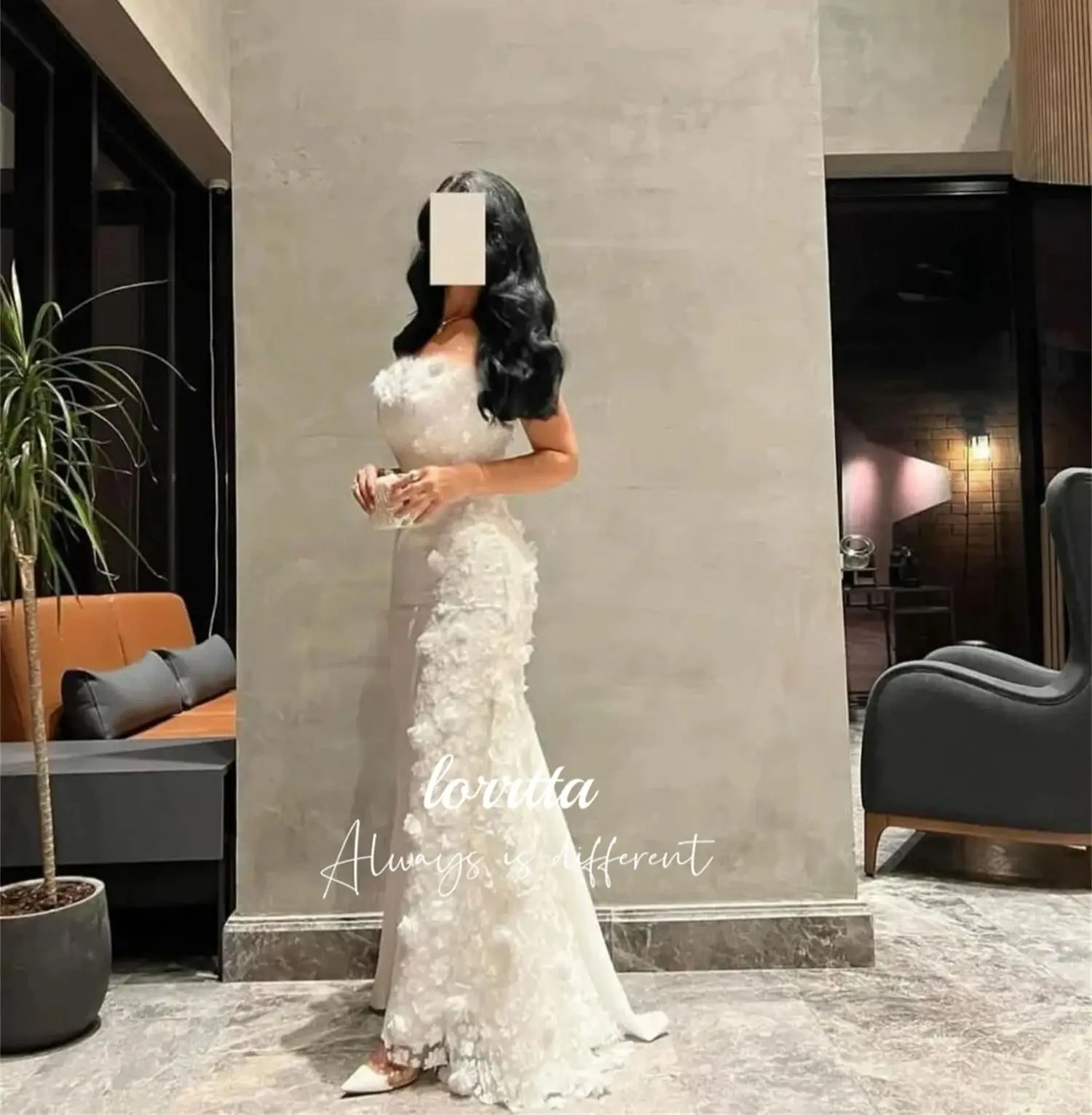 Grace White Floral Fabric Mermaid Evening Dress Party Prom DressesCustomized Robe De Soiree Femmes Elegant Woman Wedding Long