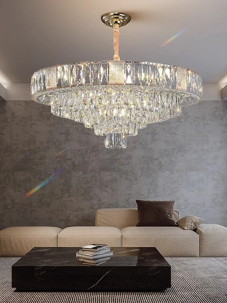 Imagem -03 - Nordic Luxury Clear Crystal Chandelier Long Hanging Lâmpadas Grande Home Decoração Sala de Estar Mesa de Jantar