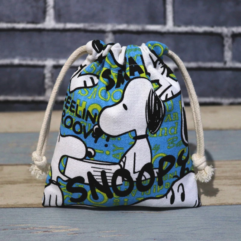 Cartoon Cute Snoopy Power Bank cellulare chiave moneta borsa cosmetica custodia in tela tasca con coulisse addensata