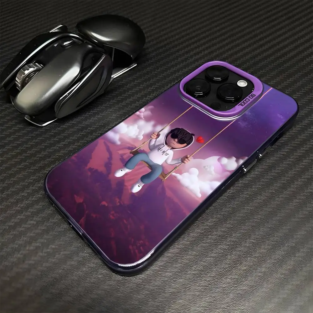 حافظة هاتف J-Junior H $AD BOYZ 4 LIFE لهاتف iPhone17,16,15,14,13,12,11 Plus، Pro Max غطاء مقاوم للصدمات باللون الأرجواني غير اللامع