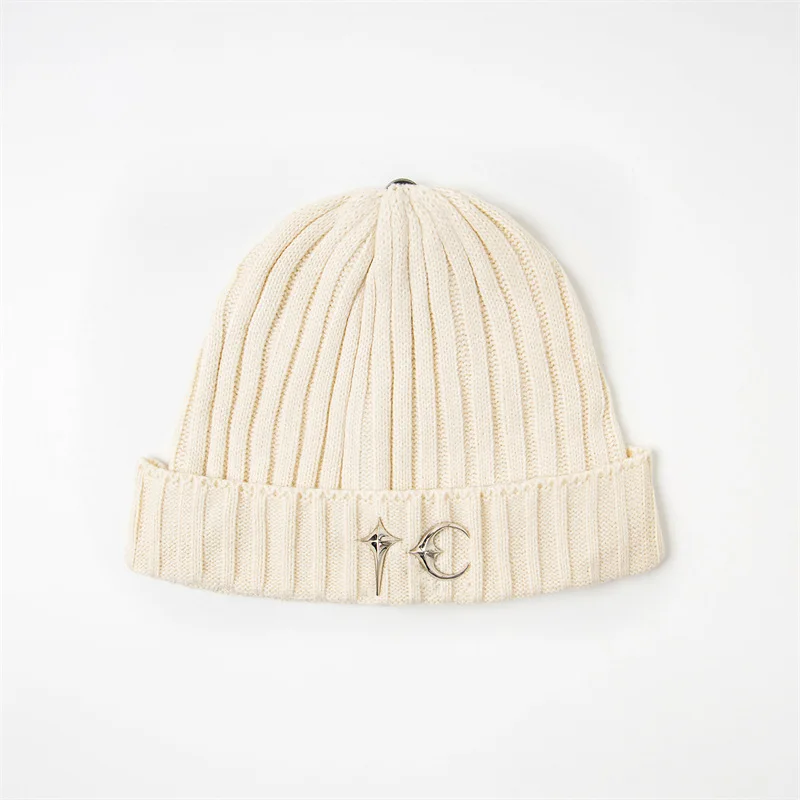 Thug Club 2026 New Star Moon Metal Buckle Beanie Unisex Style Trendy Cold-Weather Fashion Casual