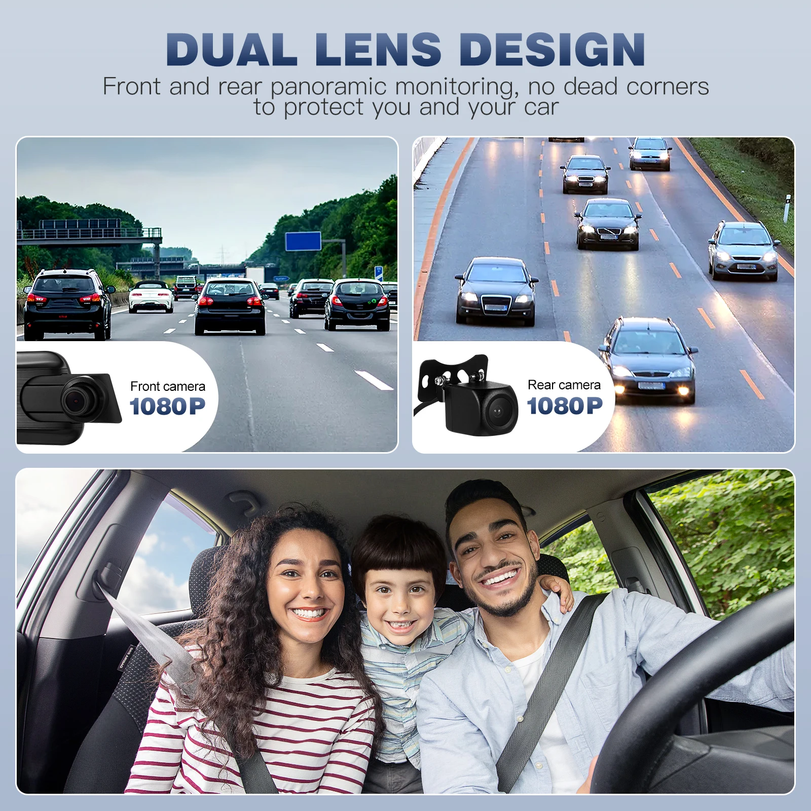

1 set 10 Inch Dash Cam 1080P Night Vision Dual Recording Front Back Camera Touch Screen Rear View Mirror Reverse Imaging Car