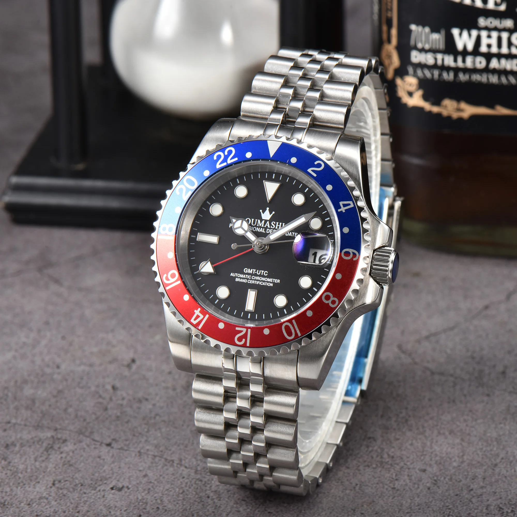 Luxury NH Watch 34 Men\'s Mechanical Automatic 100M Waterproof GMT Watch Glow Ceramic Date Sapphire Watch reloj hombre Watchman