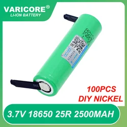 100 szt. Nowy fabrycznie 18650 2500mAh akumulator 3.6V INR18650 25R M 20A akumulatory rozładowcze + DIY nikiel sprzedaż hurtowa