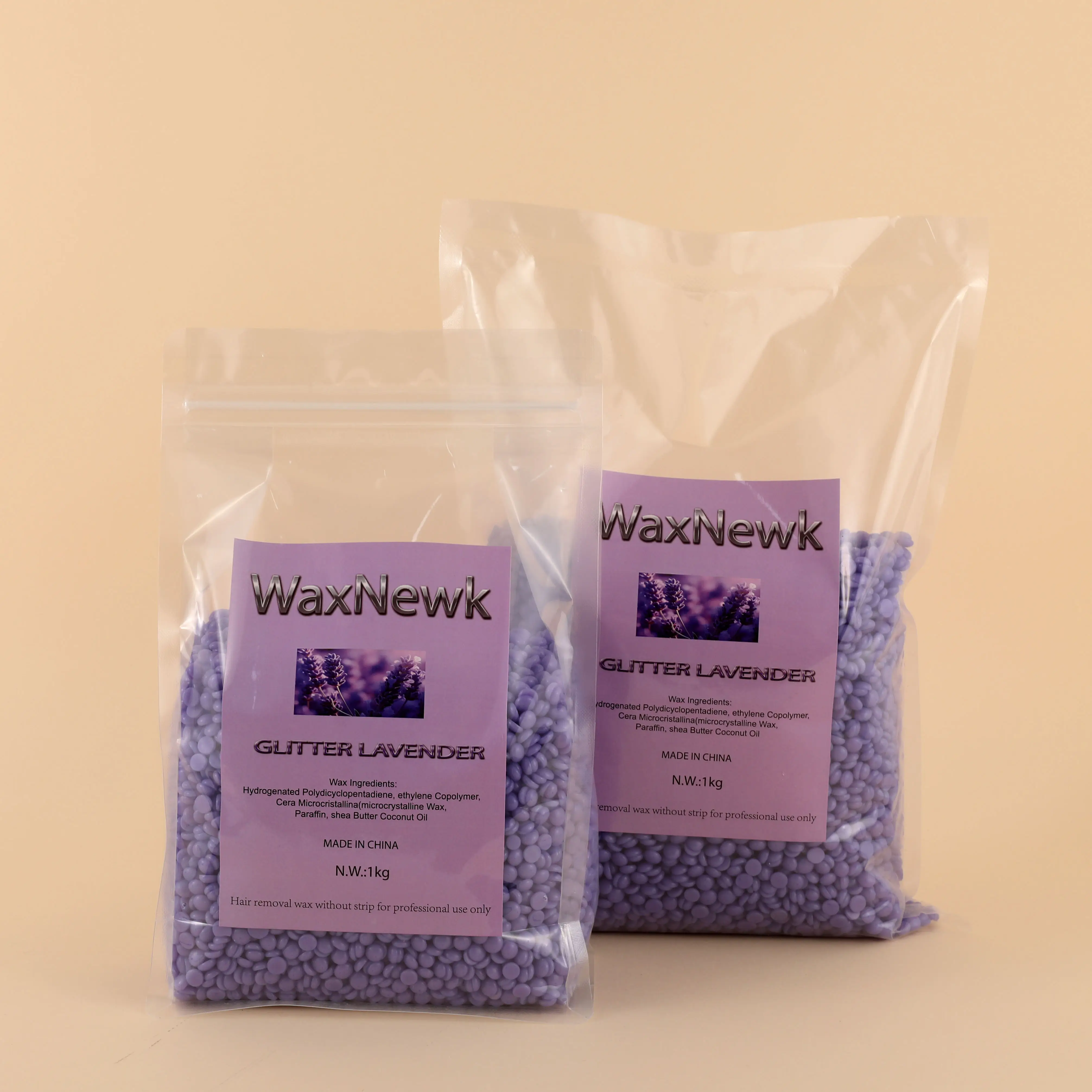 

WaxNewK glitter lavender wax painless hypoallergenic premium rosin free top quality cera depilatoria sensitive skin wax