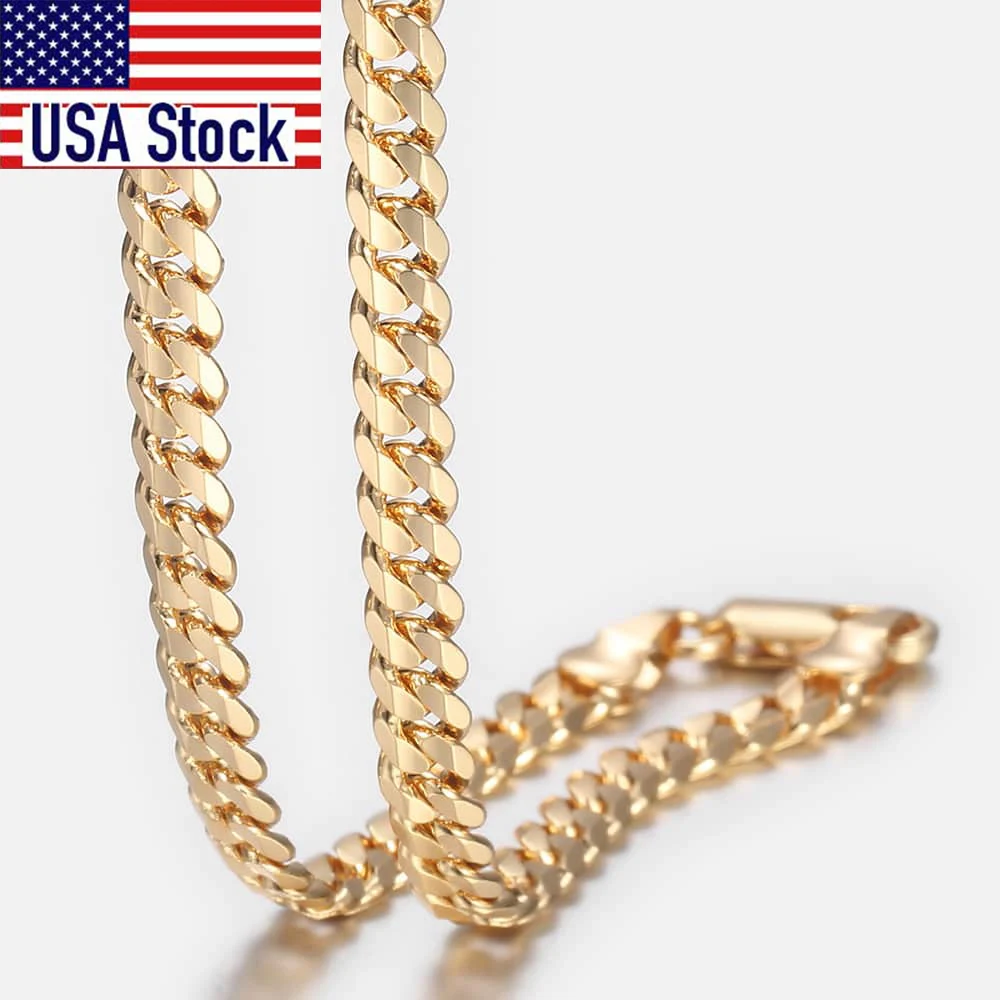 Trendsmax Men\'s Cuban Link Chain Necklace Gold Color  Chain Necklace Gift For Men Hiphop Wholesale Jewelry 4.5mm 50cm 60cm GN438