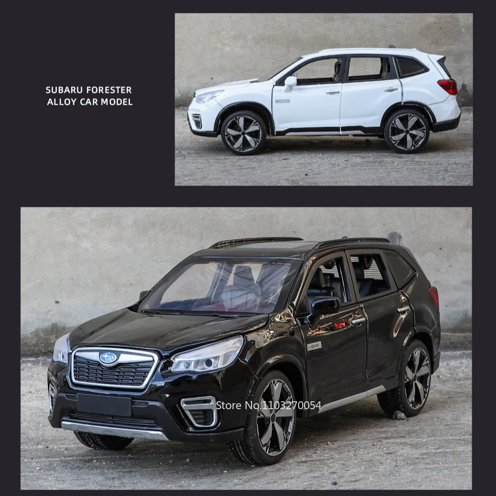 1/30 SUBARU Forester modelo de coche de juguete de aleación fundida SUV sonido luz extraíble 6 puertas abierta cuerpo de Metal neumático de goma juguete para regalo para chico