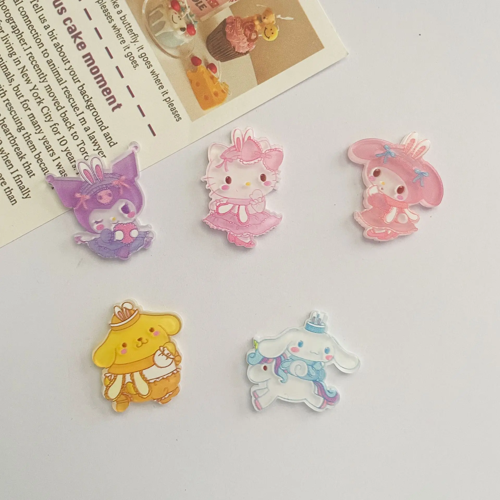 10Pcs New Acrylic Kawaii Cute Cartoon  Anime Sweet girl's heart  Series Clip Book DIY Fashion Hairpin Decoration Crafts