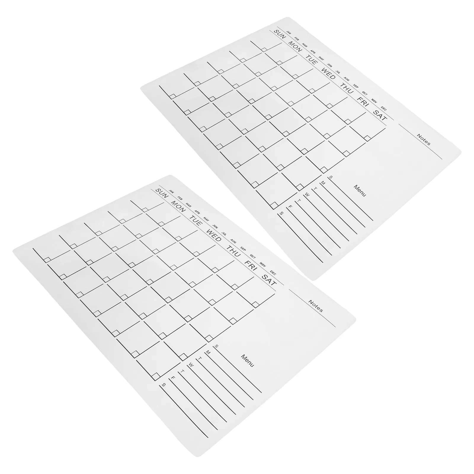 2 Pcs Dry Erase Whiteboard Stickers Calendar Wall Reusable Decals for PVC Dorm Door Message Adhesive