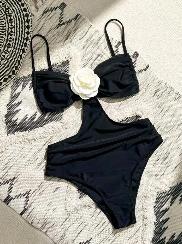 

2026 Bikini Swimwear Woman Halter Neck Swimsuit Black High Waisted Brief Bathing Suit Ivory Ruched Bust Two Piece Swimsuit