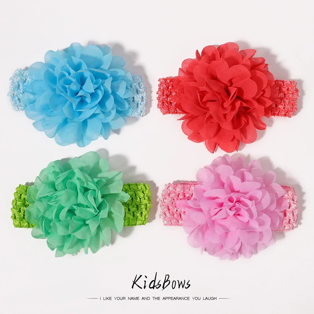 1Pieces Baby Girls Headbands Chiffon Big Flower Soft Strecth Hair Band Hair Accessories for Baby Girls Newborns Infants Toddlers