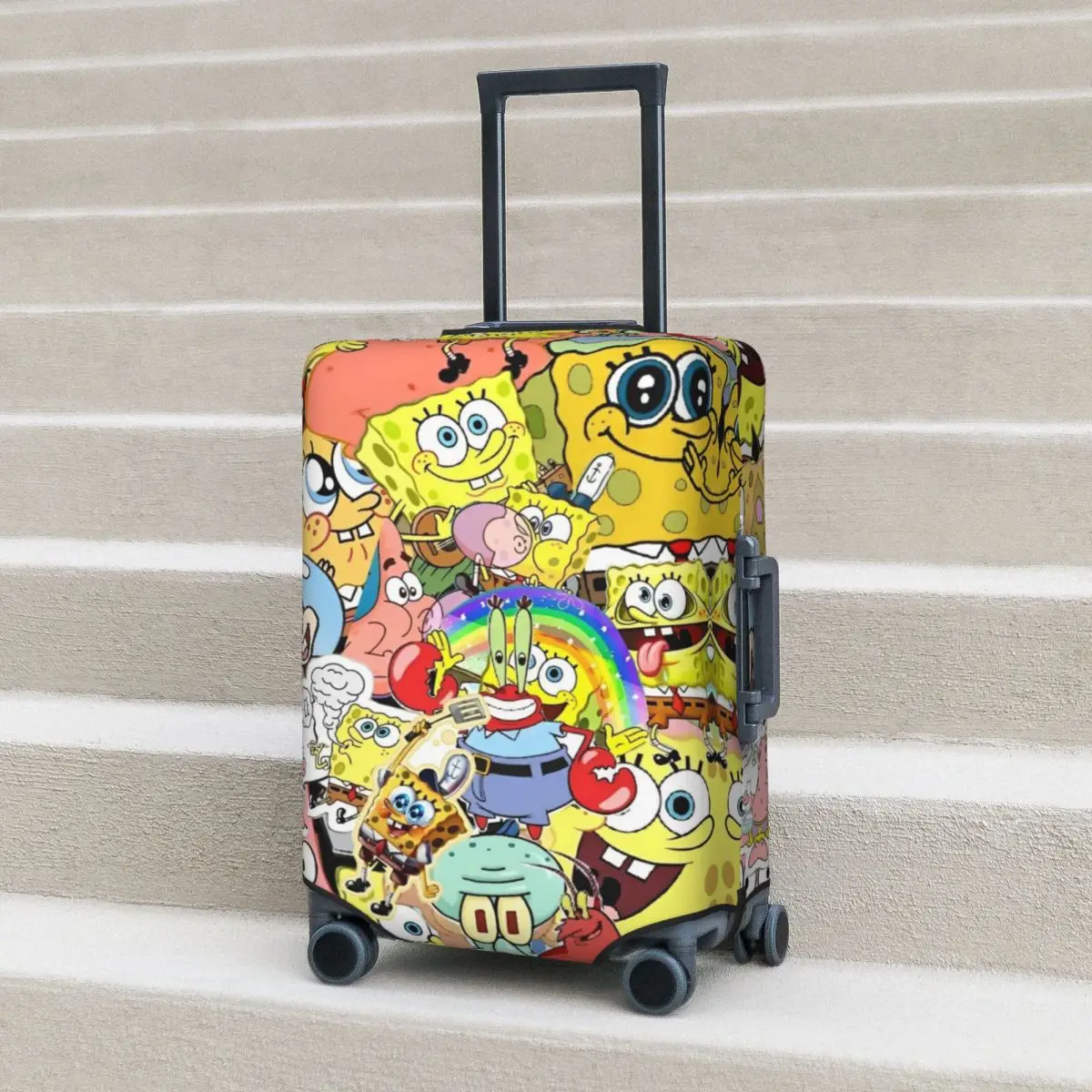 3D Funny S-SpongeBobED Suitcase Cover Travel Protection Vacation Elastic Luggage Supplies