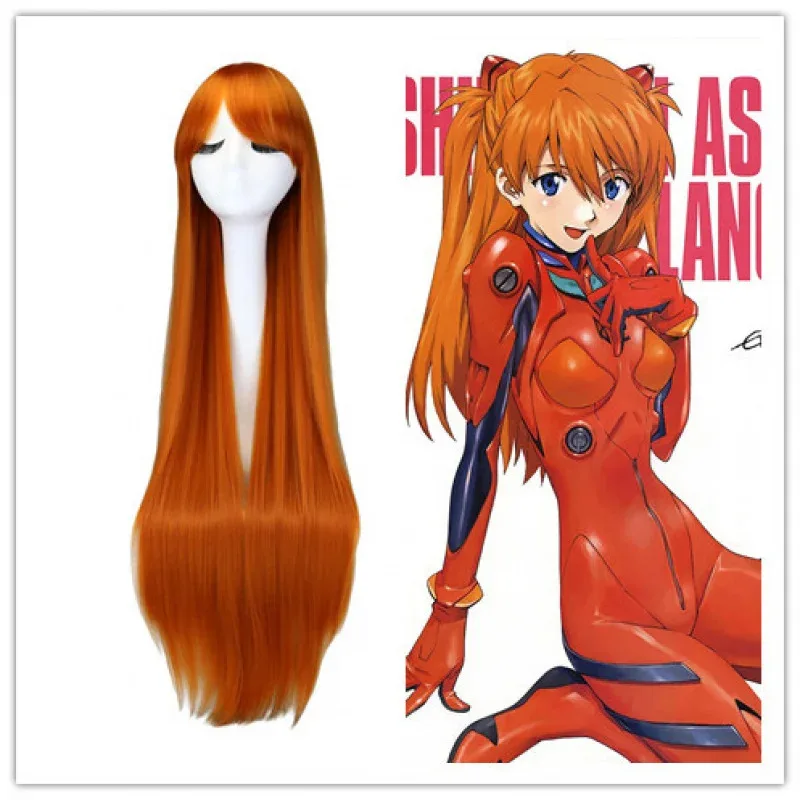 

100cm High-Temperature Fiber Anime Wig Cosplay/Orange Bright Orange Universal Long Straight Wig Cosplay